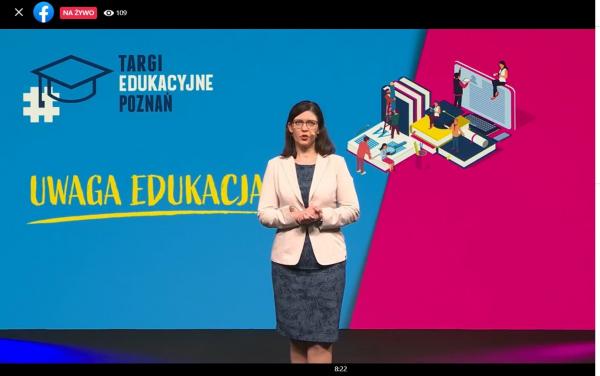 Paulina Stochniałek - Członek Zarządu ZWW otwiera XXV Targi Edukacyjne online- kliknij aby powiększyć