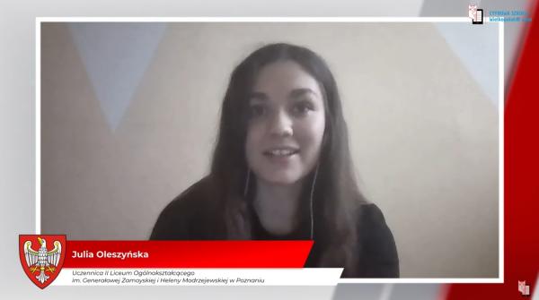 Julia Oleszyńska uczennica II LO w Poznaniu - kliknij aby powiększyć