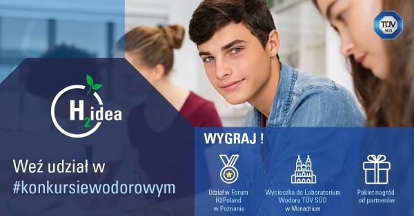 H2idea to ogólnopolski konkurs skierowany do uczniów szkół podstawowych (kl. VII-VIII) oraz szkół ponadpodstawowych (licea technika szkoły zawodowe) w którym uczniowie w 2-5-osobowych grupach pod opieką nauczyciela mają do przygotowania projekt. - kliknij aby powiększyć