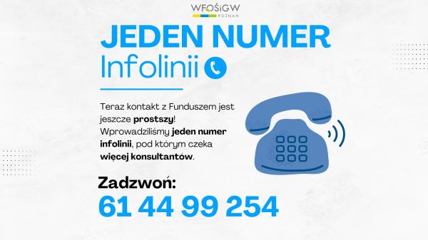 Informacja o jednolitym numerze infolinii Wielkopolskiego Funduszu Ochrony Środowiska i Gospodarki Wodnej- kliknij aby powiększyć