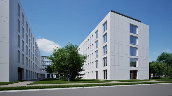 Wizualizacja nowego budynku ambulatoryjnej opieki specjalistycznej (AOS)- kliknij aby powiększyć