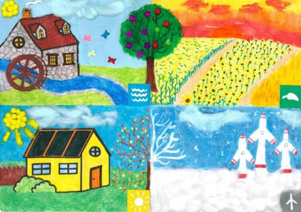 Praca konkursowa przedstawiająca 4 pory roku na wsi- kliknij aby powiększyć