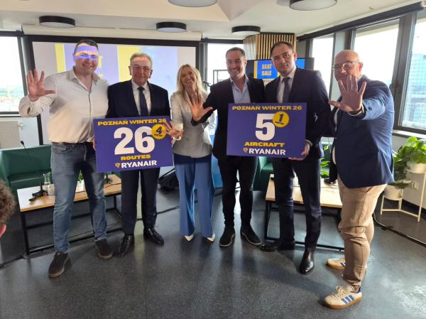 Liczba tras obsługiwanych w sezonie zimowym 2026/2027 przez Ryanair z portu Poznań-Ławica wzrośnie do 26. - kliknij aby powiększyć