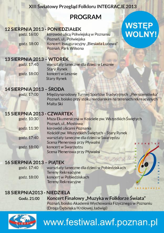 XIII ŚWIATOWY PRZEGLĄD FOLKLORU „INTEGRACJE” - zobacz więcej