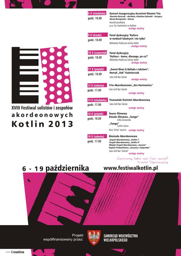 XVIII FESTIWAL SOLISTÓW I ZESPOŁÓW AKORDEONOWYCH KOTLIN 2013 - zobacz więcej
