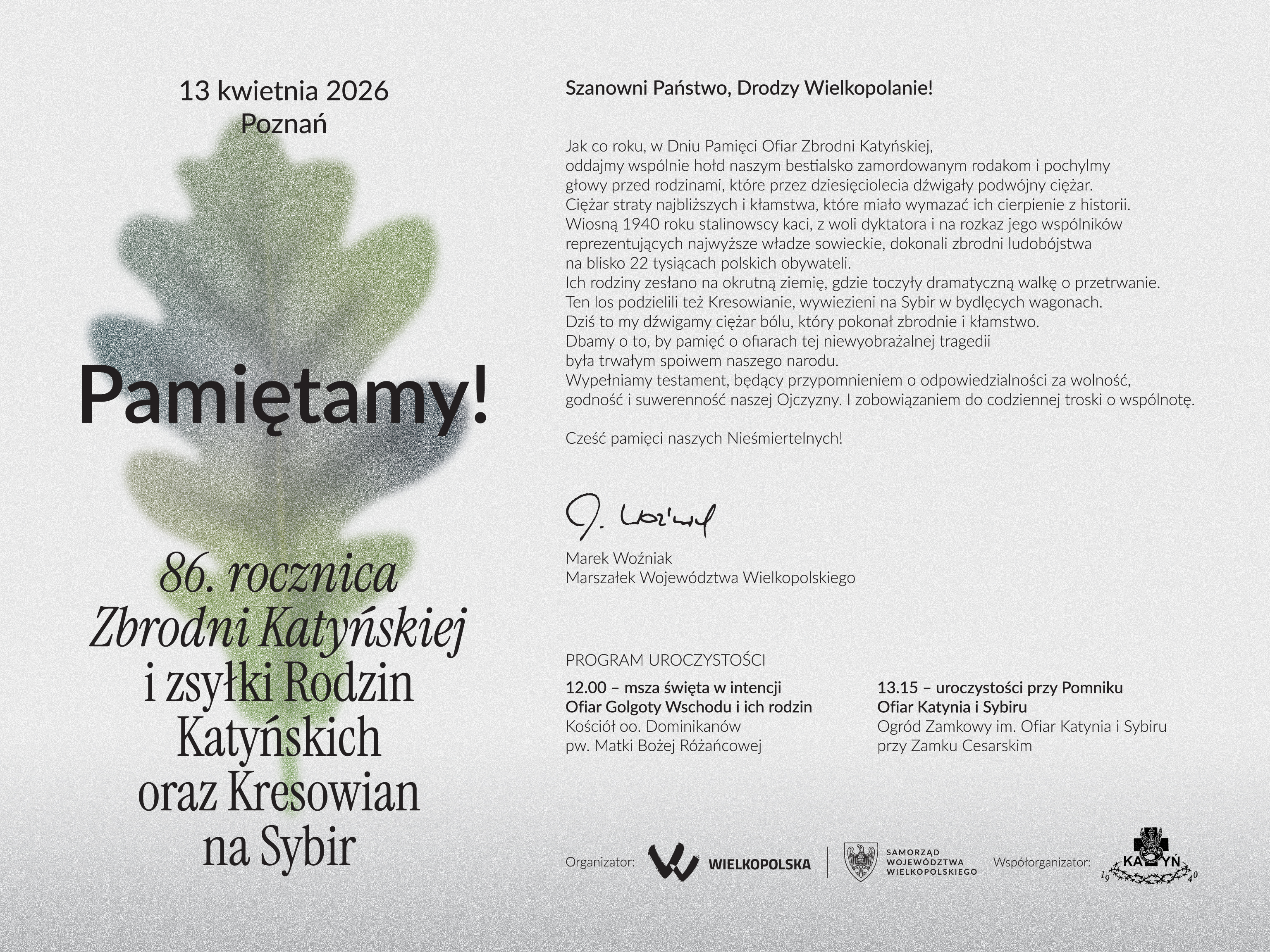 86. rocznica Zbrodni Katyńskiej i zsyłki Rodzin Katyńskich oraz Kresowian na Sybir