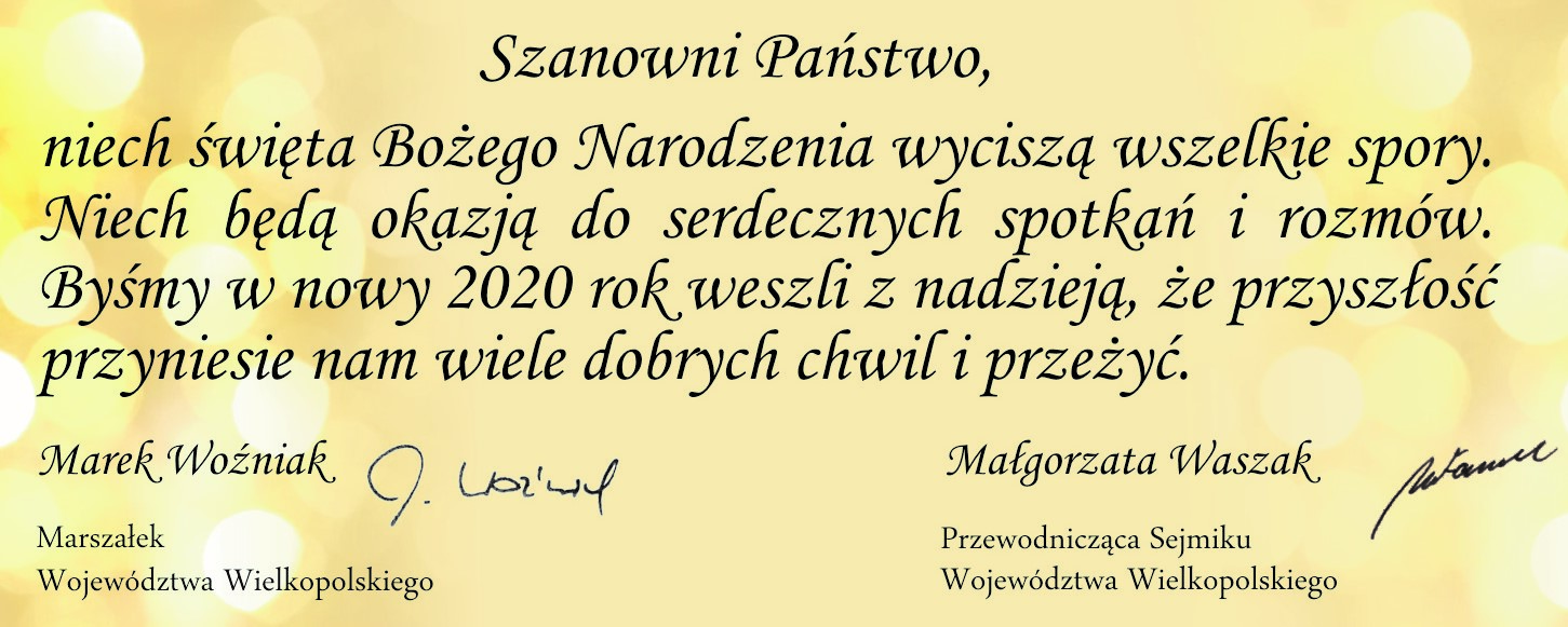 Życzenia bożonarodzeniowe od Marszałka i Przewodniczącej 