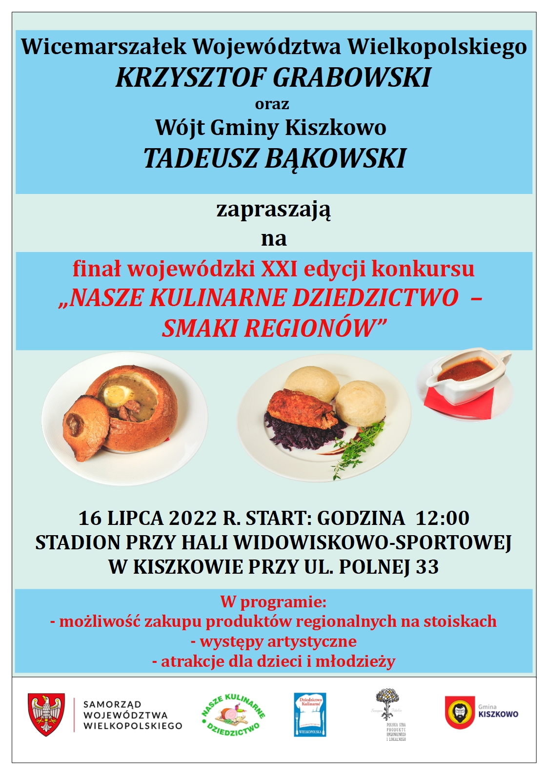 plakat zapraszający na finał konkursu Nasze Kulinarne Dziedzictwo - Smaki Regionów